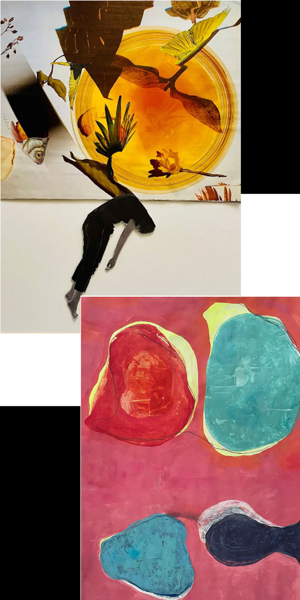 Collage-Technik faus bereits vorhandenem Material. Schnipsel für Schnipsel drückt sich die eigene Weltwahrnehmung aus und regt zu Gedankenspielen und Phantasiereisen an. Mo Dietrich, Künstlerin Köln 