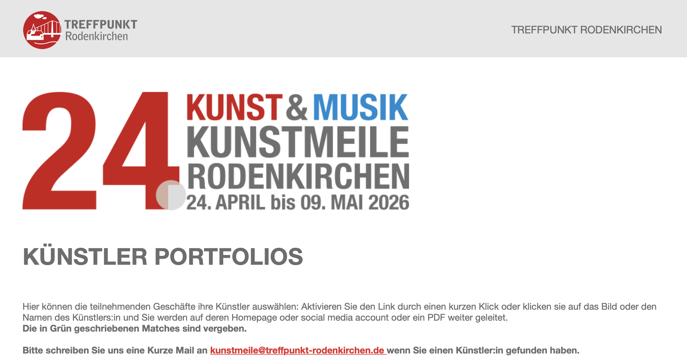 Treffpunkt Rodenkirchen Programm 2026